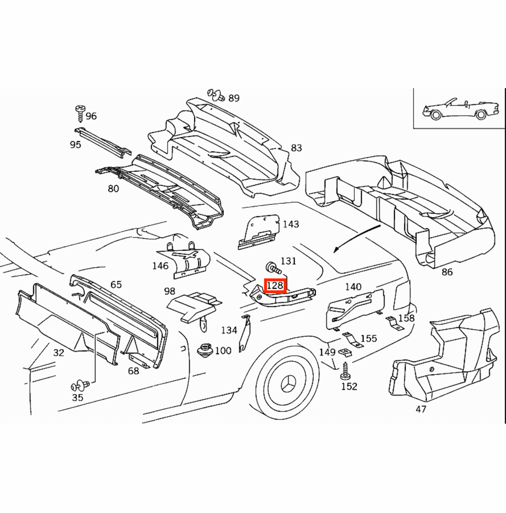 Mercedes-Benz Convertible Trunk Electrical Harness Hinge Cover Black (A1246943925) — view 5