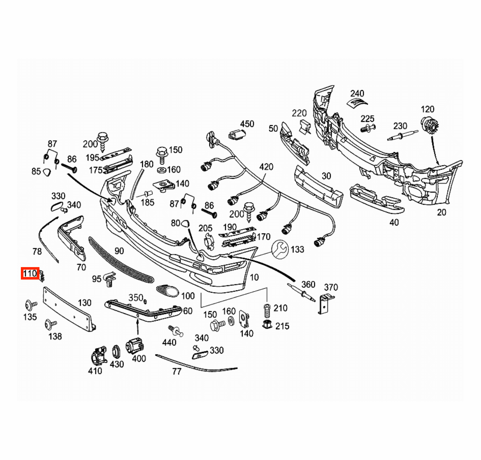 Mercedes-Benz W203 Cl Sport Coupe Front Bumper Tow Hook Cover Cap Primed (A2038850326) — view 5