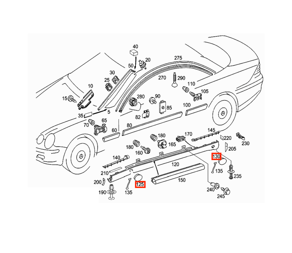Mercedes-Benz W215 Cl Side Skirt Jacking Point Cover Cap Primed Left or Right — view 5