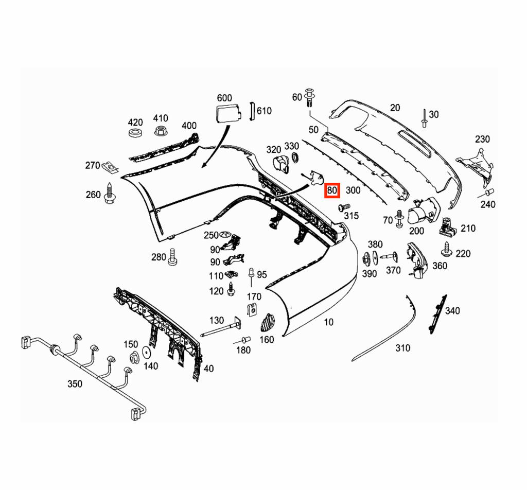 Mercedes-Benz W218 Cls Rear Bumper Tow Hook Cover Cap Primed (A2188850226) — view 5