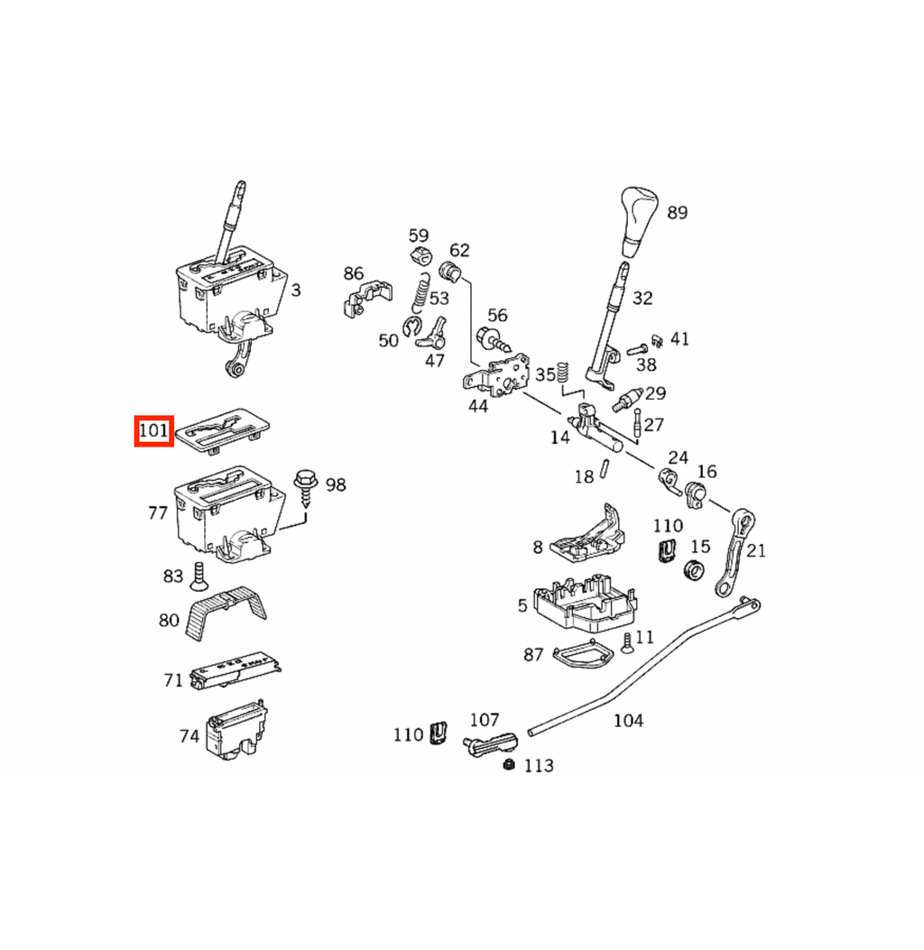 Mercedes-Benz W163 ML Automatic Shifter Selector Panel Black (A1632670188) — view 5