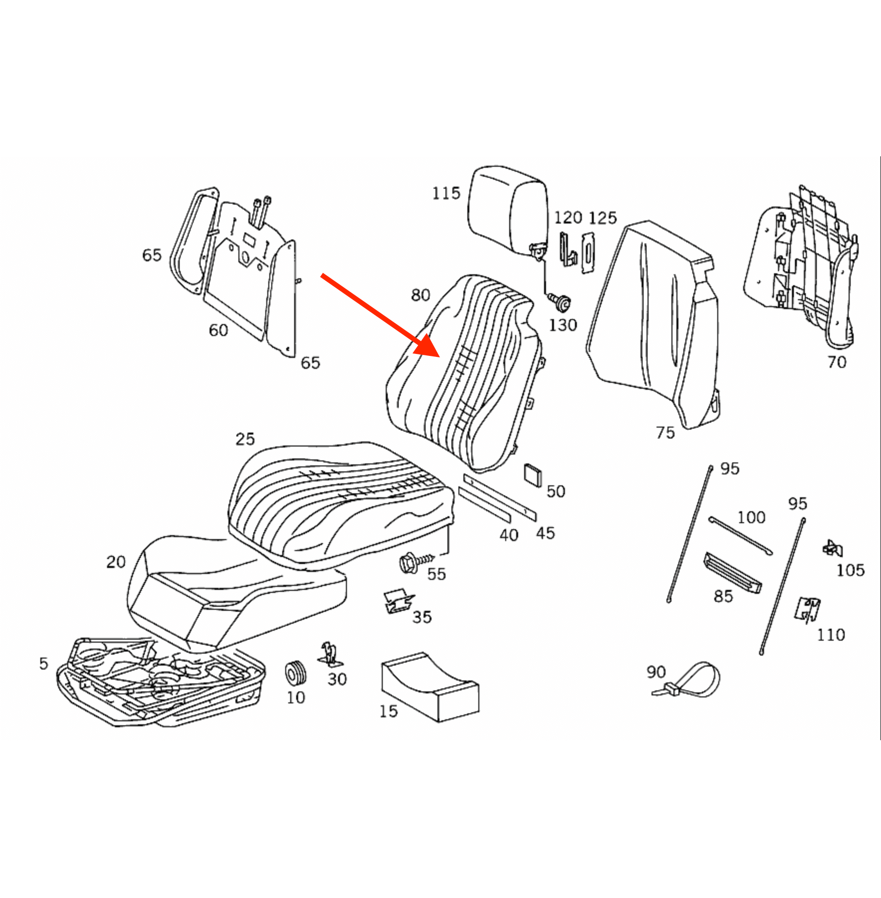 Mercedes-Benz R129 SL Facelift Original Natural Leather Front Seat Backrest Cover All — view 5
