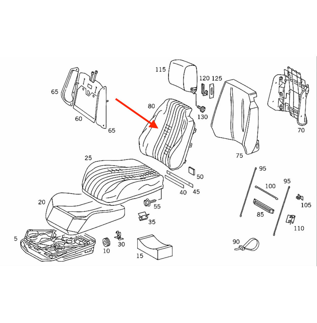 Mercedes-Benz R129 SL Prelift Leather Front Seat Backrest Cover All Colours Left or Right — view 4