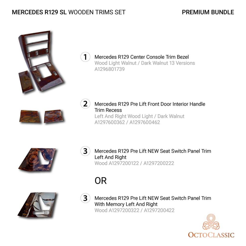 Mercedes-Benz R129 SL Pre Lift Wooden Decor Trim Premium Set 15 Elements — view 3