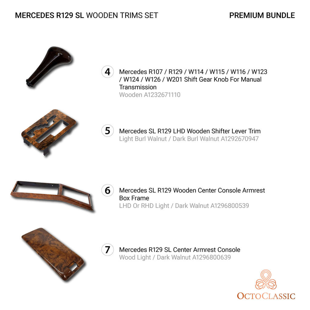 Mercedes-Benz R129 SL Pre Lift Wooden Decor Trim Premium Set 15 Elements — view 4