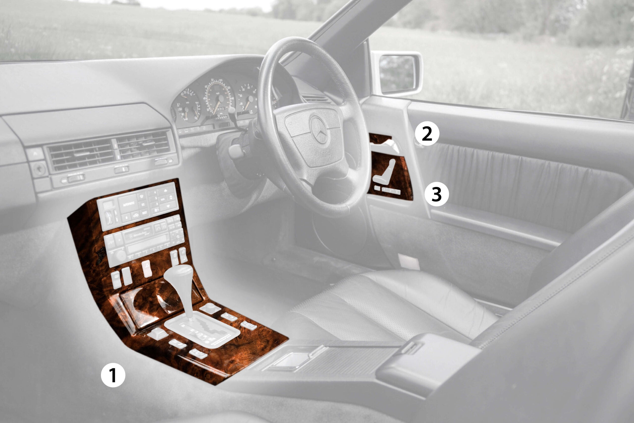 Mercedes-Benz R129 SL Pre Lift Wooden Decor Trim Standard Set 6 Elements