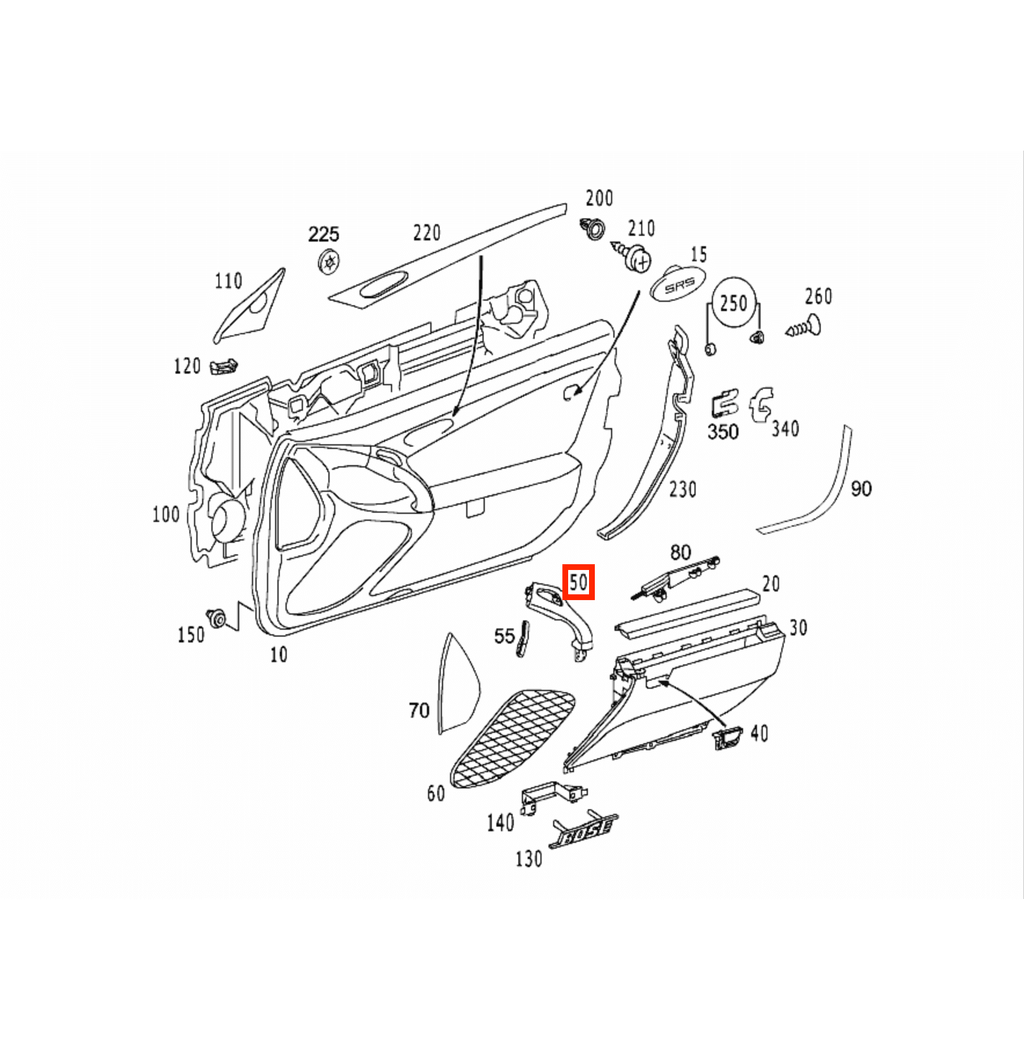 Mercedes-Benz R230 SL Door Panel Inner Leather Handle LHD or RHD All Colours — view 5