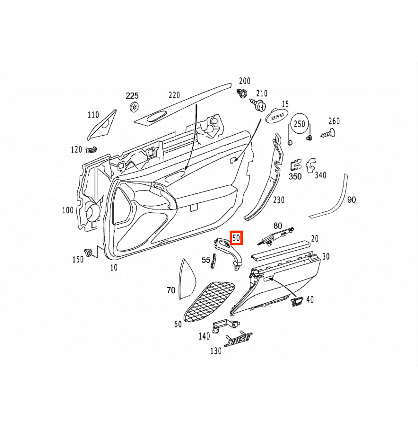 Mercedes-Benz R230 SL Door Panel Inner Leather Handle LHD or RHD All Colours — view 5