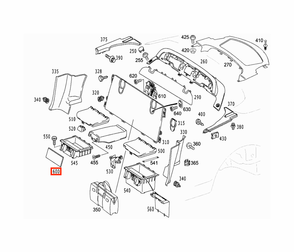 Mercedes-Benz R230 SL Rear Storage Box Cover Panel All Colours Left or Right — view 3