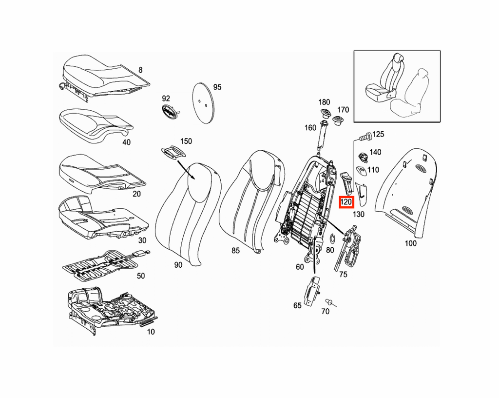 Mercedes-Benz R230 W215 SL Cl Front Seat Button Belt Cover Base Frame Silver Left or Right — view 5