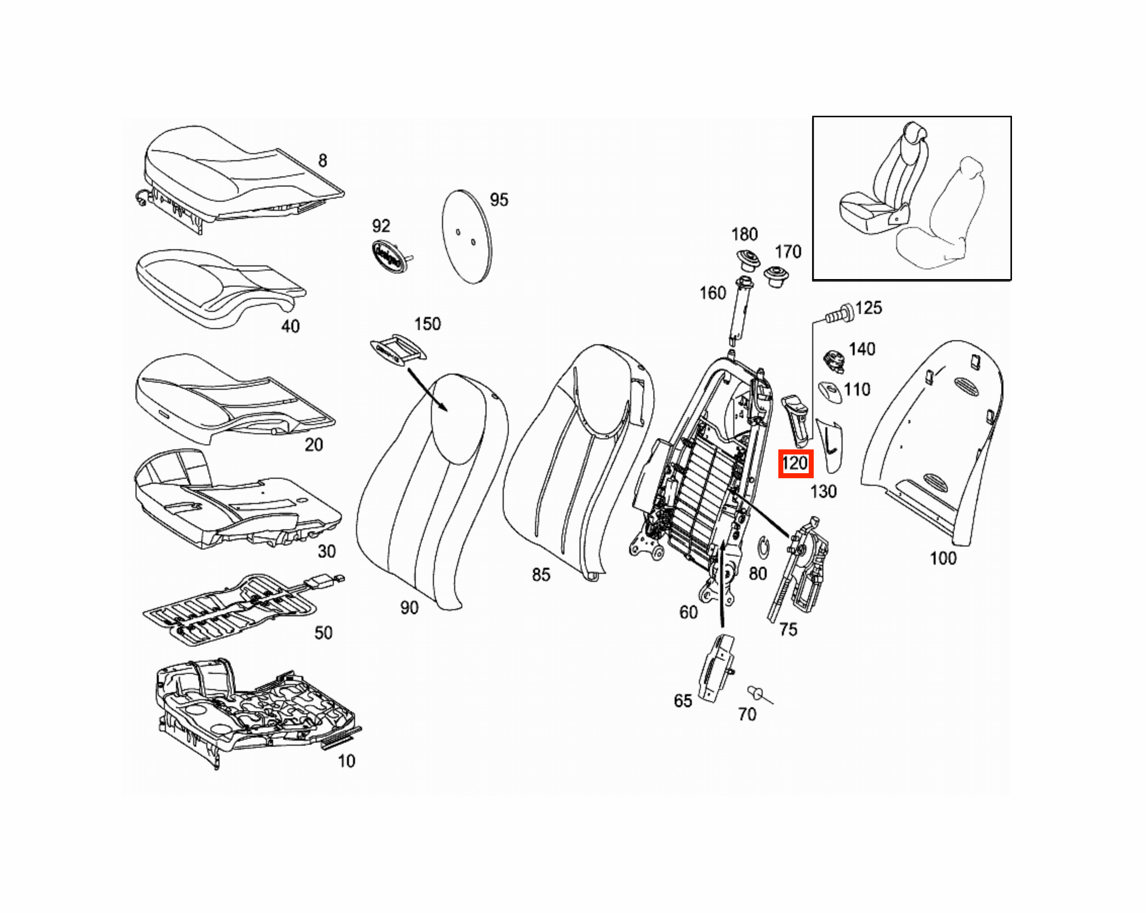 Mercedes-Benz R230 W215 SL Cl Front Seat Button Belt Cover Base Frame Silver Left or Right — view 5