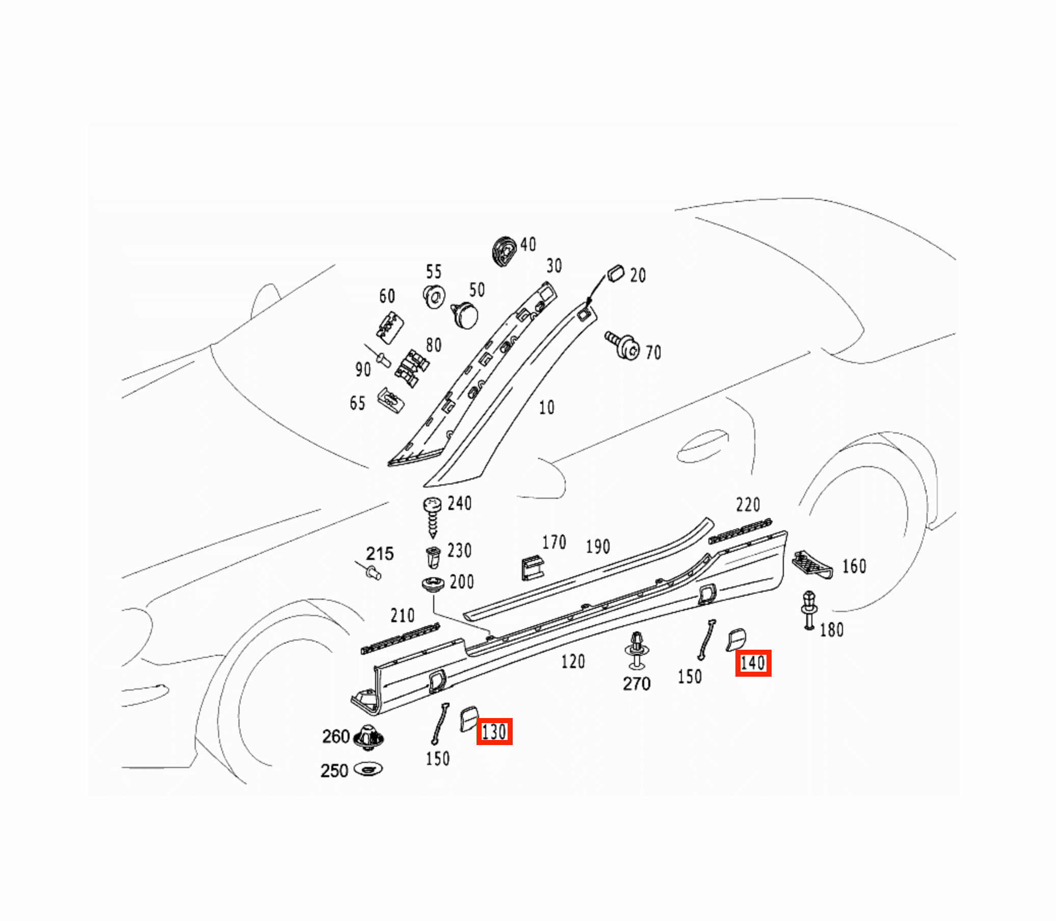 Mercedes-Benz R230 SL550 AMG Sport Side Skirt Cover Cap Primed Left or Right — view 6