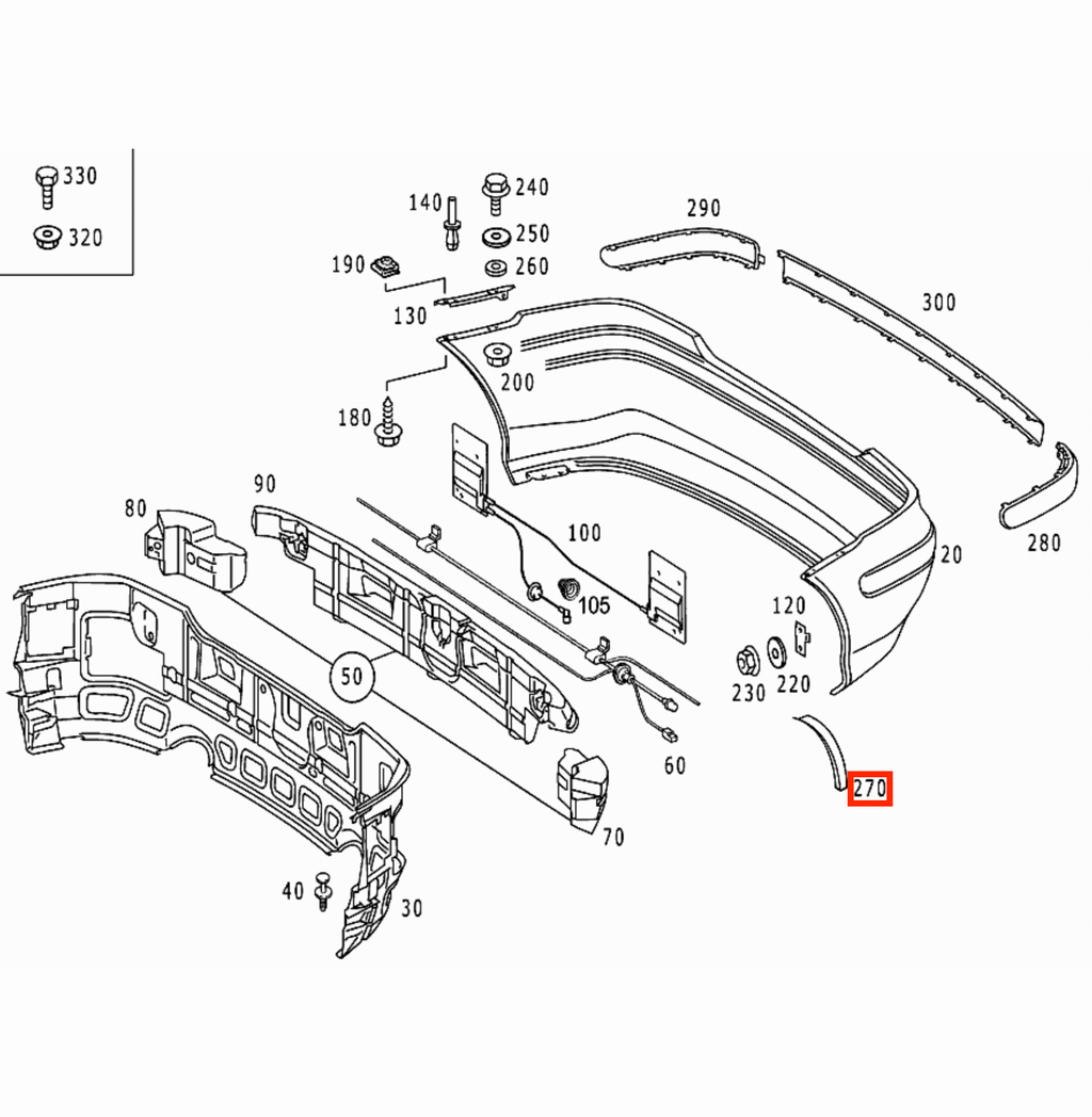 Mercedes-Benz R170 SLK 300 32 AMG Rear Bumper Wide Extension Trim Primed Left or Right — view 4