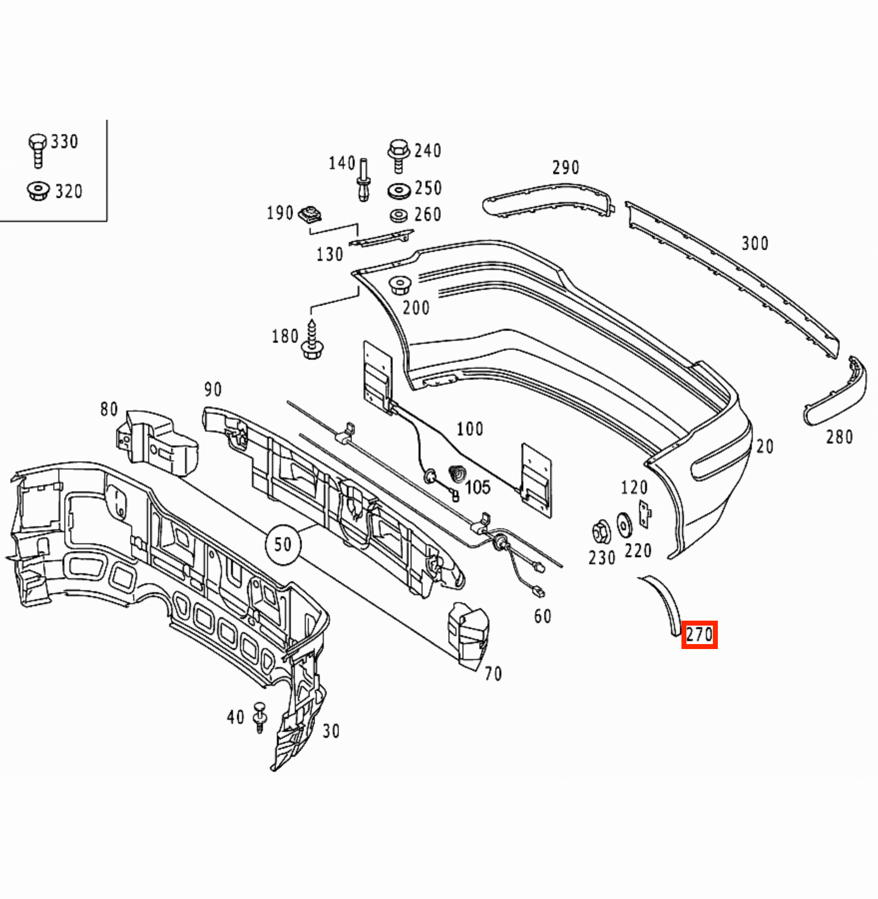 Mercedes-Benz R170 SLK 300 32 AMG Rear Bumper Wide Extension Trim Primed Left or Right — view 4