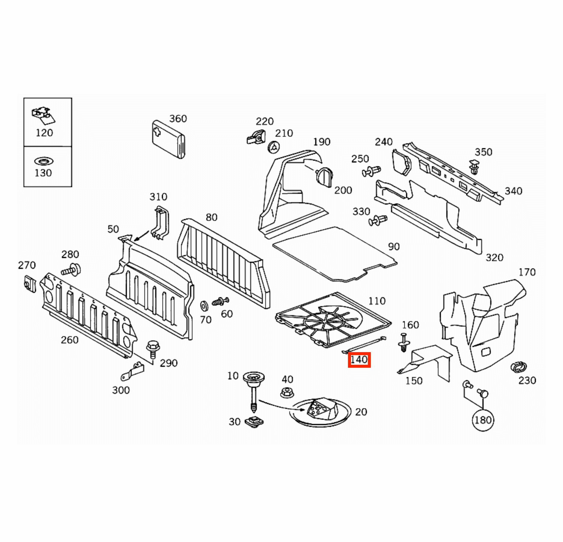 Mercedes-Benz W107 W116 W123 Spare Tire Box Floor Rubber Strap Black (A1236930014) — view 5