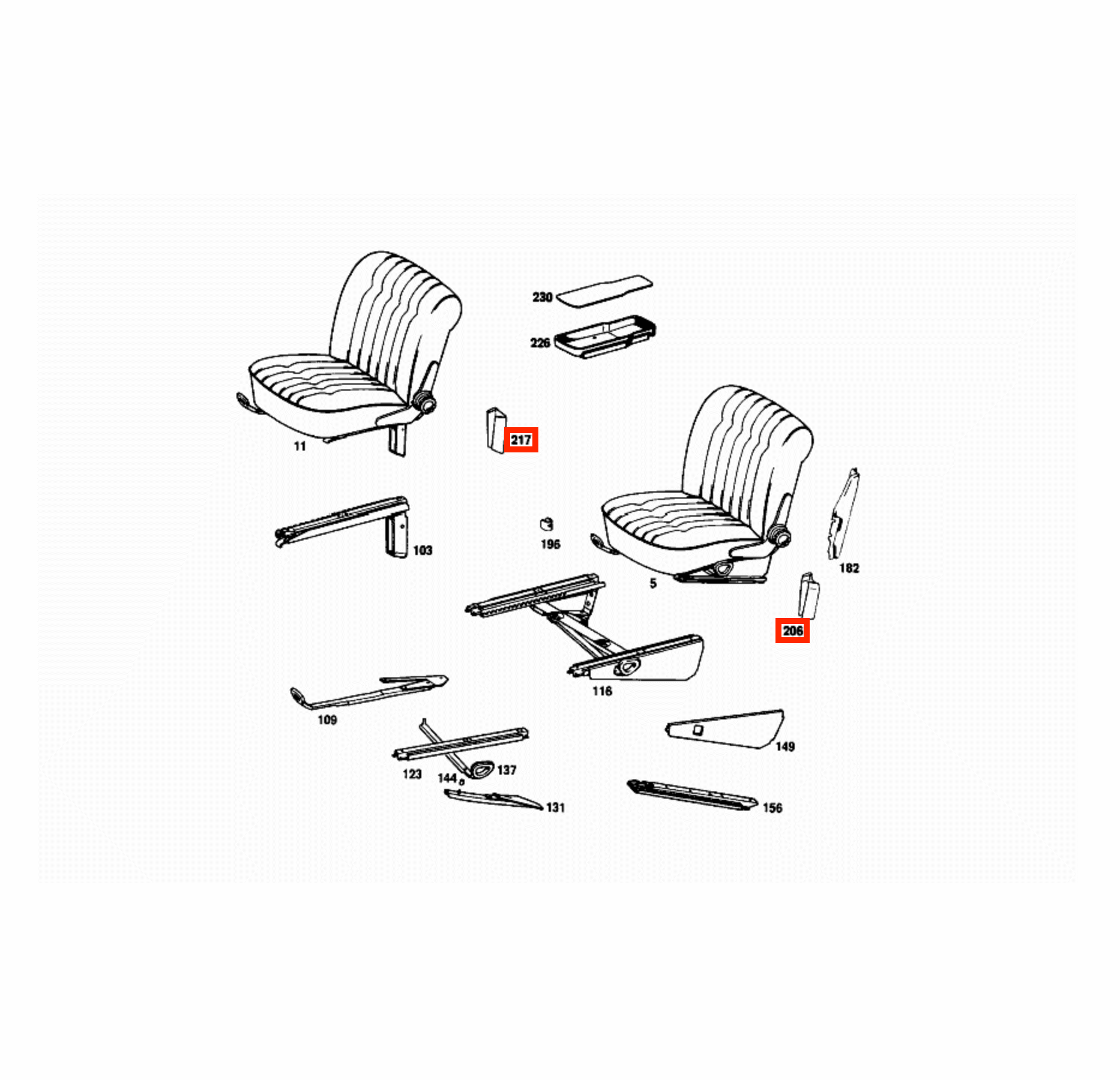 Mercedes-Benz W108 W109 W111 Outside Seat Rail Cover Black Left or Right — view 4