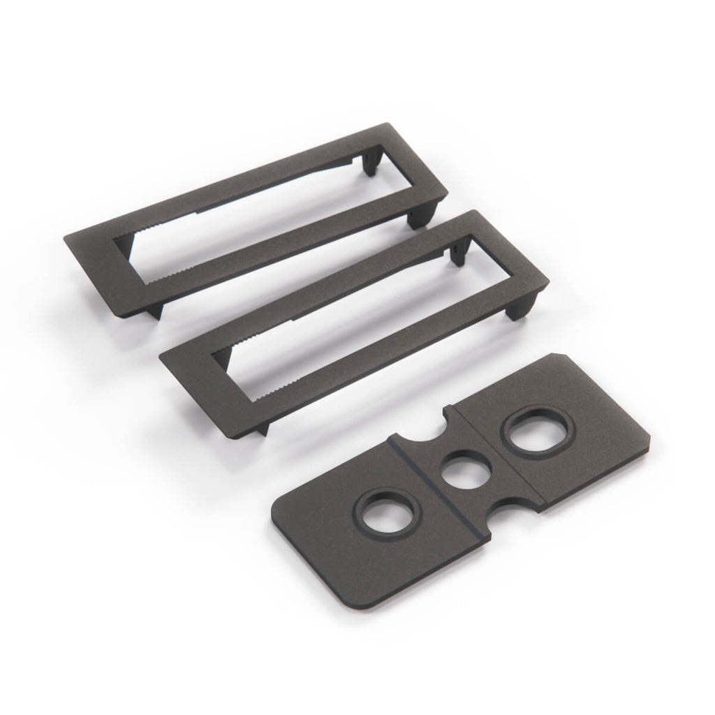 Mercedes-Benz W116 Climate Control Panel Bracket Set Black + (A1166830423 / A1166830006)