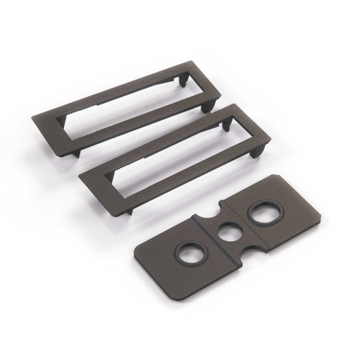 Mercedes-Benz W116 Climate Control Panel Bracket Set Black + (A1166830423 / A1166830006)