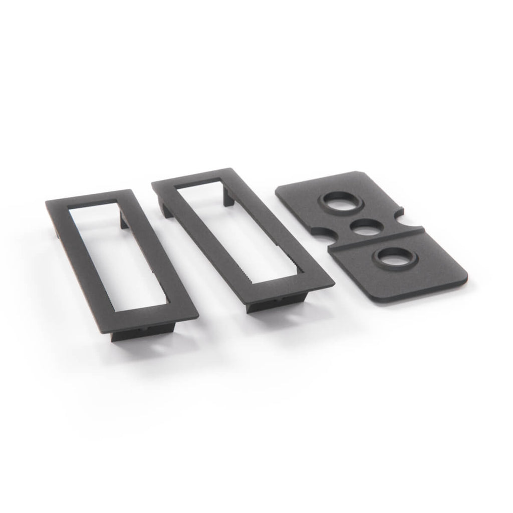 Mercedes-Benz W116 Climate Control Panel Bracket Set Black + (A1166830423 / A1166830006) — view 3