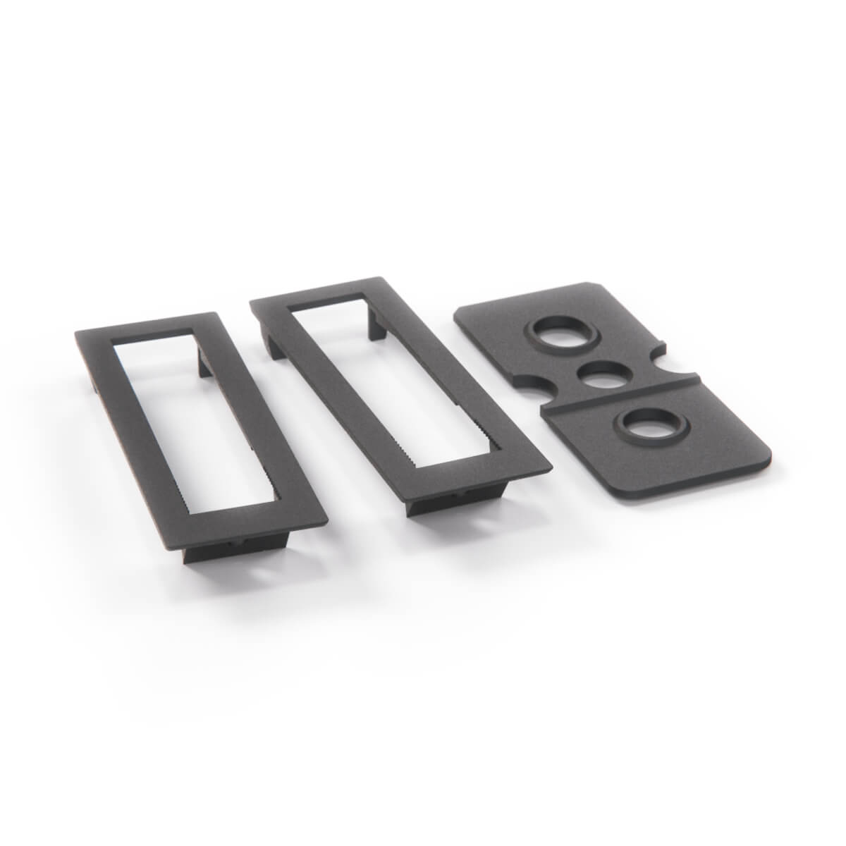 Mercedes-Benz W116 Climate Control Panel Bracket Set Black + (A1166830423 / A1166830006) — view 3