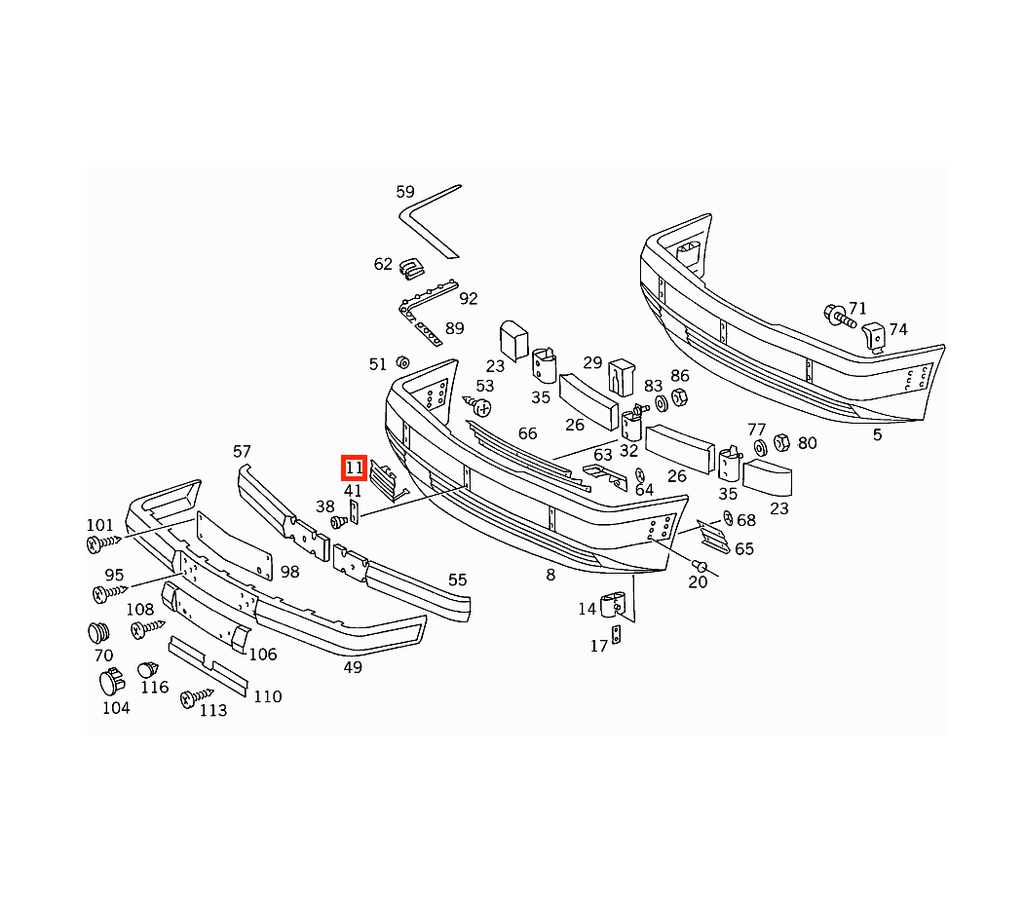 Mercedes-Benz W124 Front Bumper Tow Hook Cover Trim Primed (A1248800005) — view 5