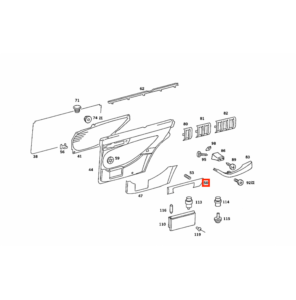 Mercedes-Benz W126 Door Panel Wooden Trims Complete Set (A1267200322 / A1267200422) — view 2