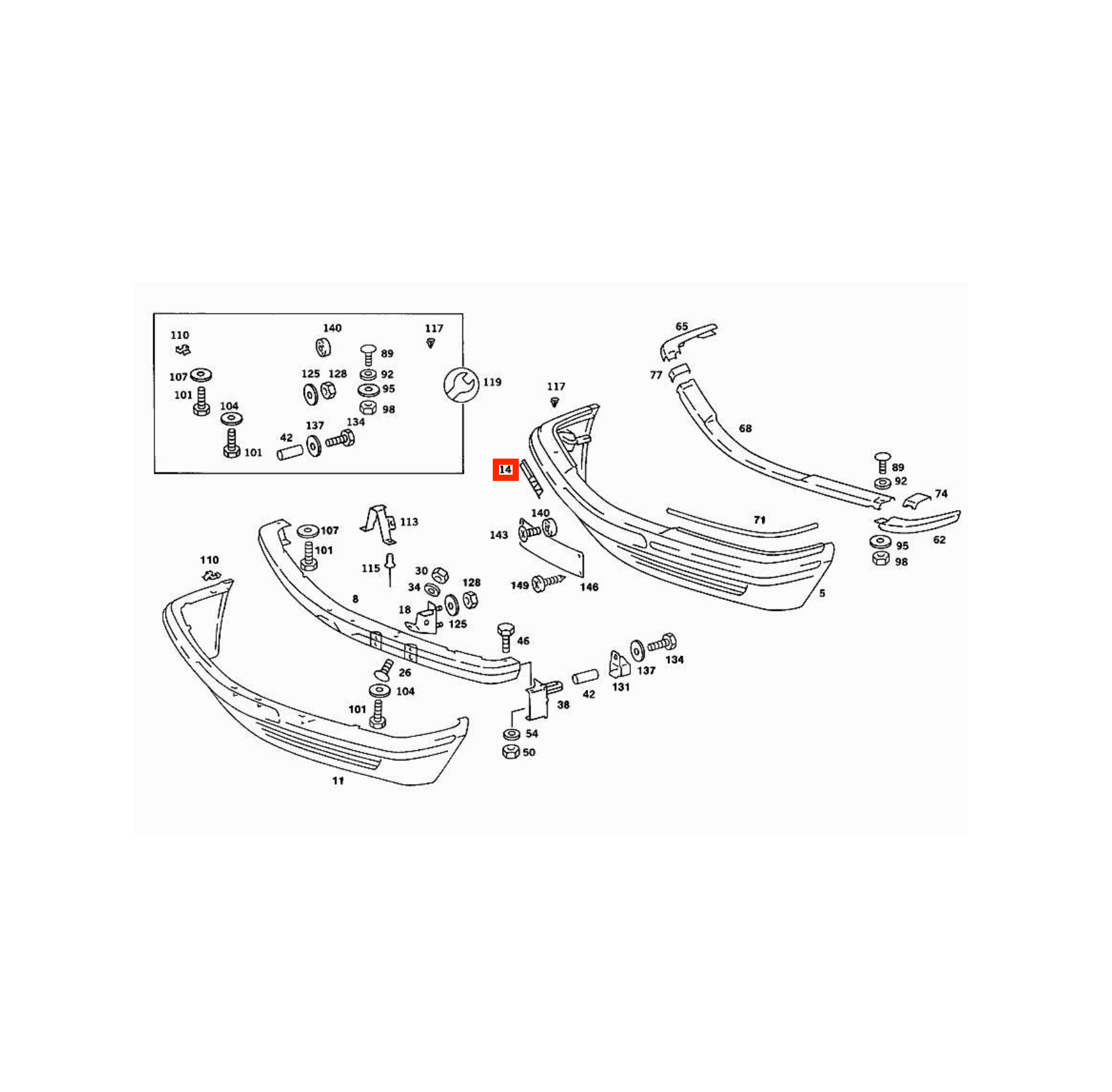 Mercedes-Benz W126 Lorinser Front Bumper Tow Hook Cover Grille Primed Lorinser 488 2038 — view 5
