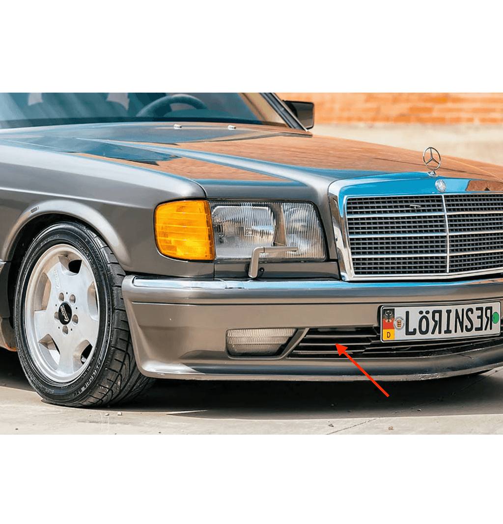 Mercedes-Benz W126 Lorinser Front Bumper Tow Hook Cover Grille Primed Lorinser 488 2038 — view 6