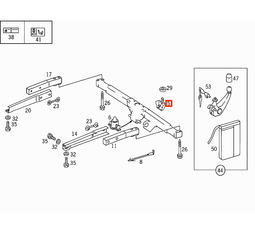 Mercedes-Benz W140 W202 Towbar Cover Bracket Black (A1403150183) — view 5