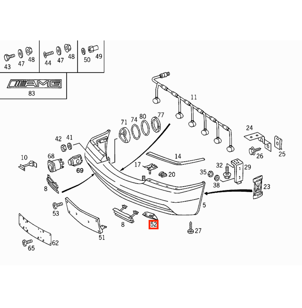 Mercedes-Benz W140 W210 Front Bumper Outside Temperature Sensor Bracket Black — view 5