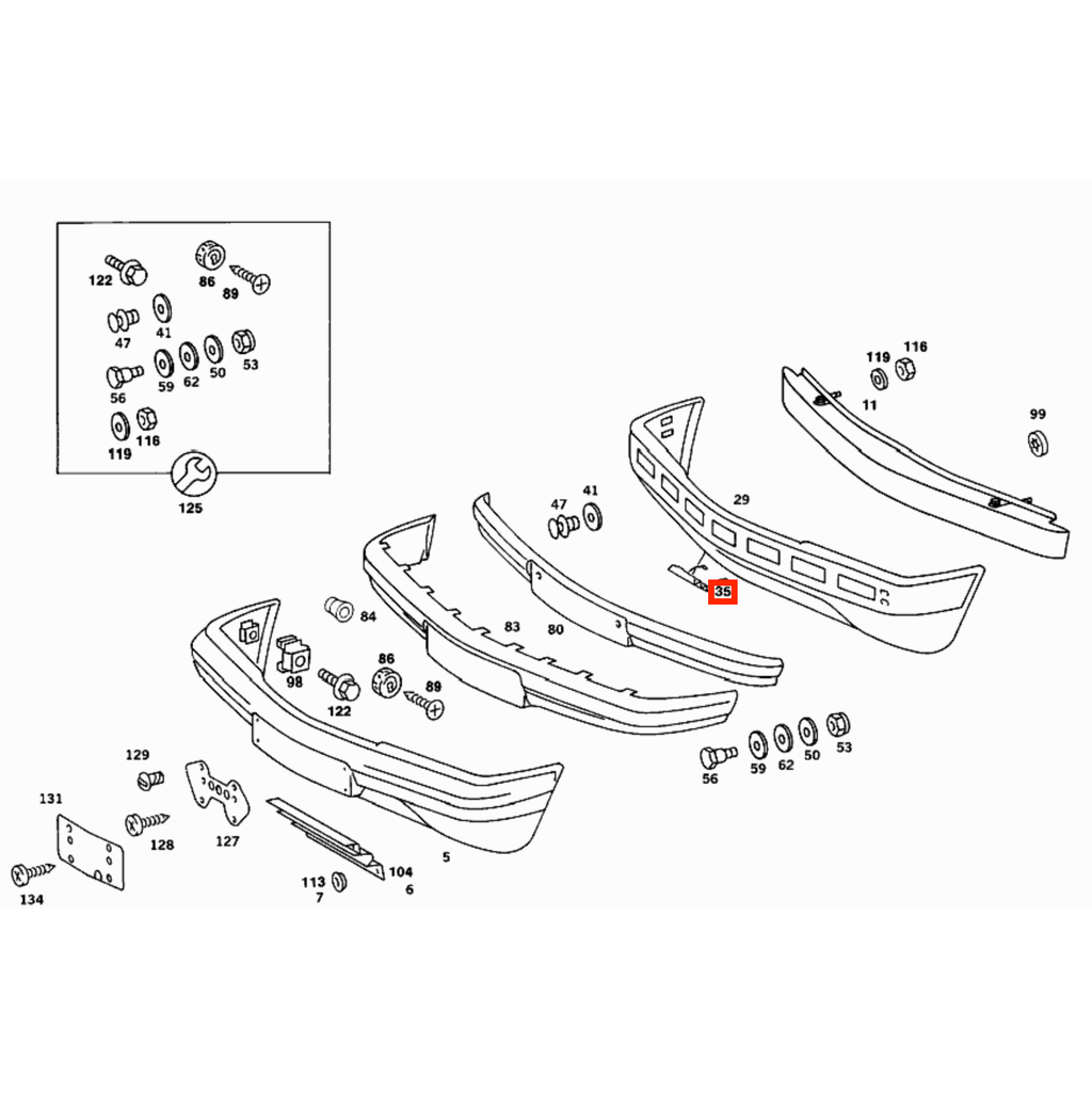 Mercedes-Benz W201 AMG Front Bumper Tow Hook Cover Grille Trim Primed (HWA2018800105) — view 5