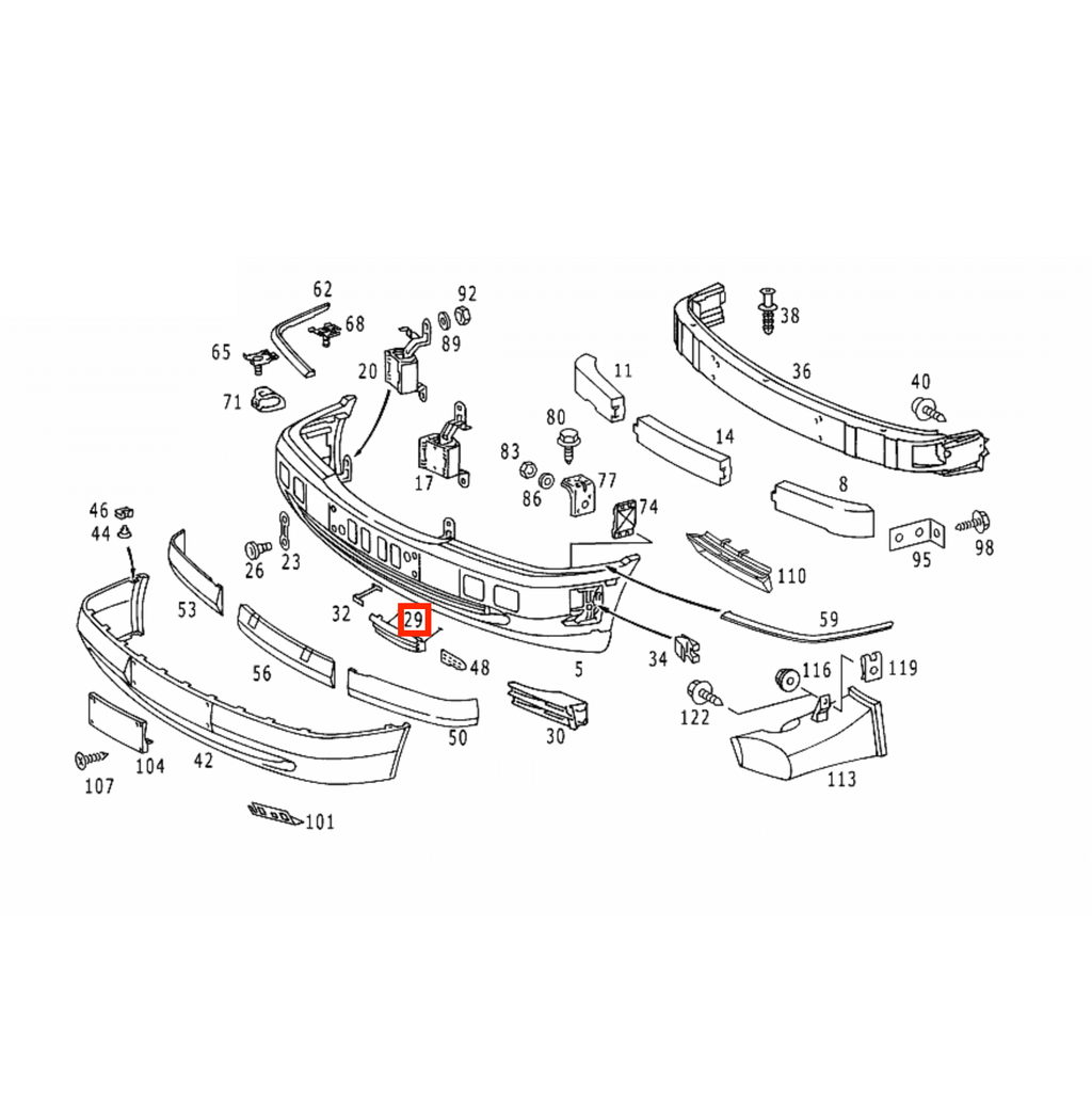 Mercedes-Benz W202 Front Bumper Tow Hook Cover Grille Primed Left or Right — view 5