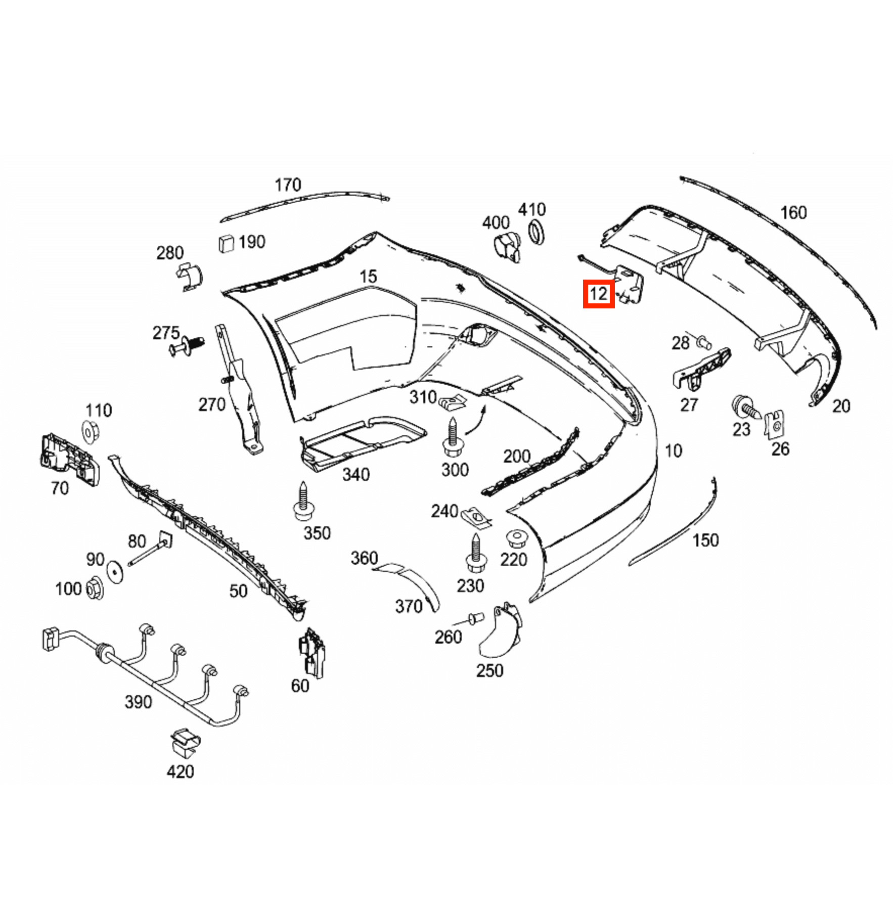 Mercedes-Benz W204 Sport Prelift Front Bumper Tow Hook Cover Cap Primed (A2048850126) — view 5