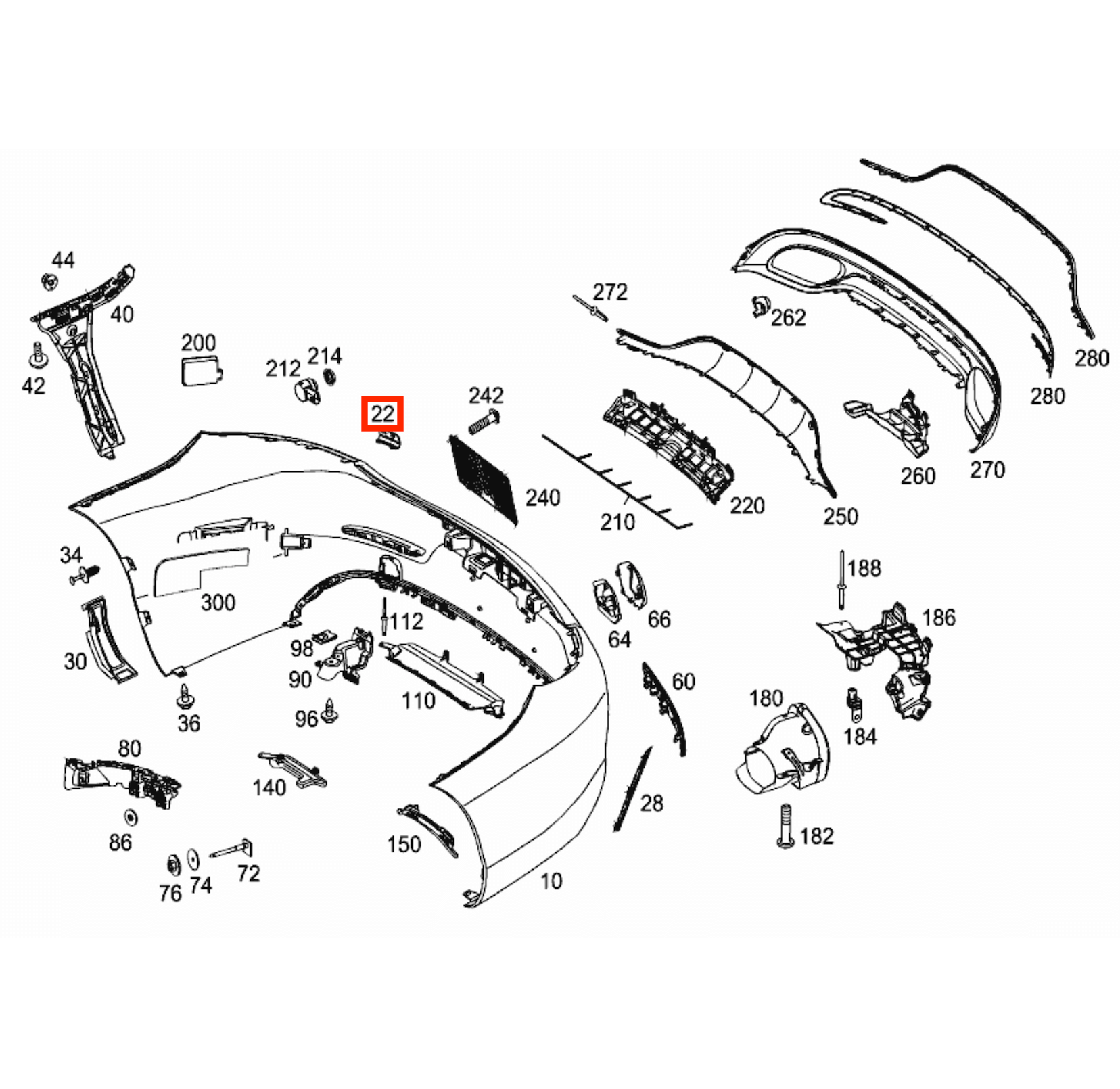 Mercedes-Benz W205 AMG Rear Bumper Tow Hook Cover Cap Primed (A2058851624) — view 5