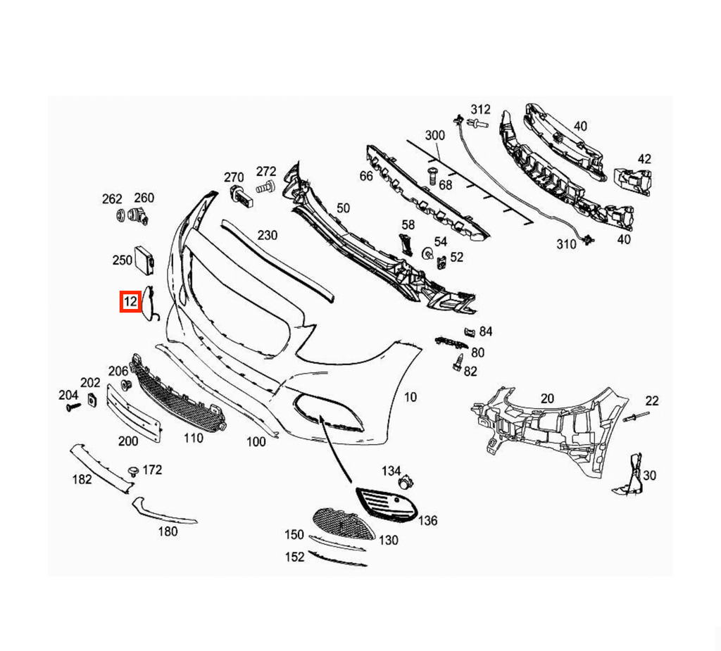 Mercedes-Benz W205 Facelift Front Bumper Tow Hook Cover Cap Primed (A2058850024) — view 5