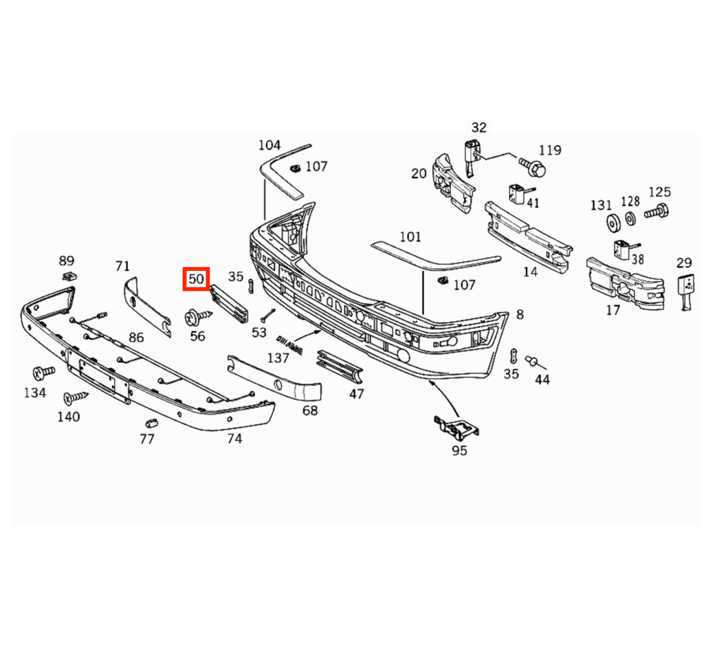Mercedes-Benz W210 E320 E430 Front Bumper Tow Hook Grille Trim Primed (A2108850426) — view 5