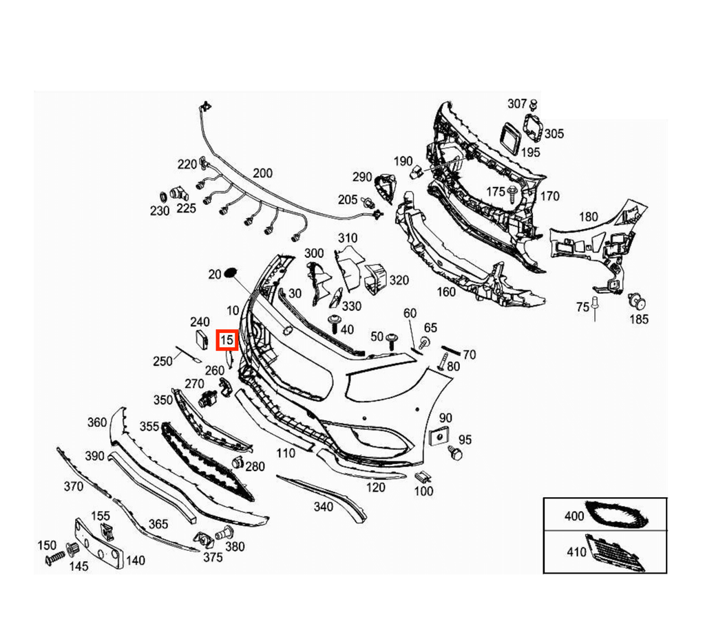 Mercedes-Benz W217 AMG Facelift Front Bumper Tow Hook Cover Cap Primed (A2178855800) — view 5
