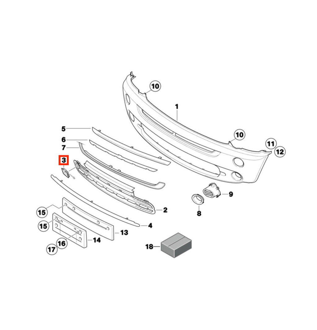 MINI R50 R52 Cooper Front Bumper Tow Hook Cover Black (51117127930) — view 5