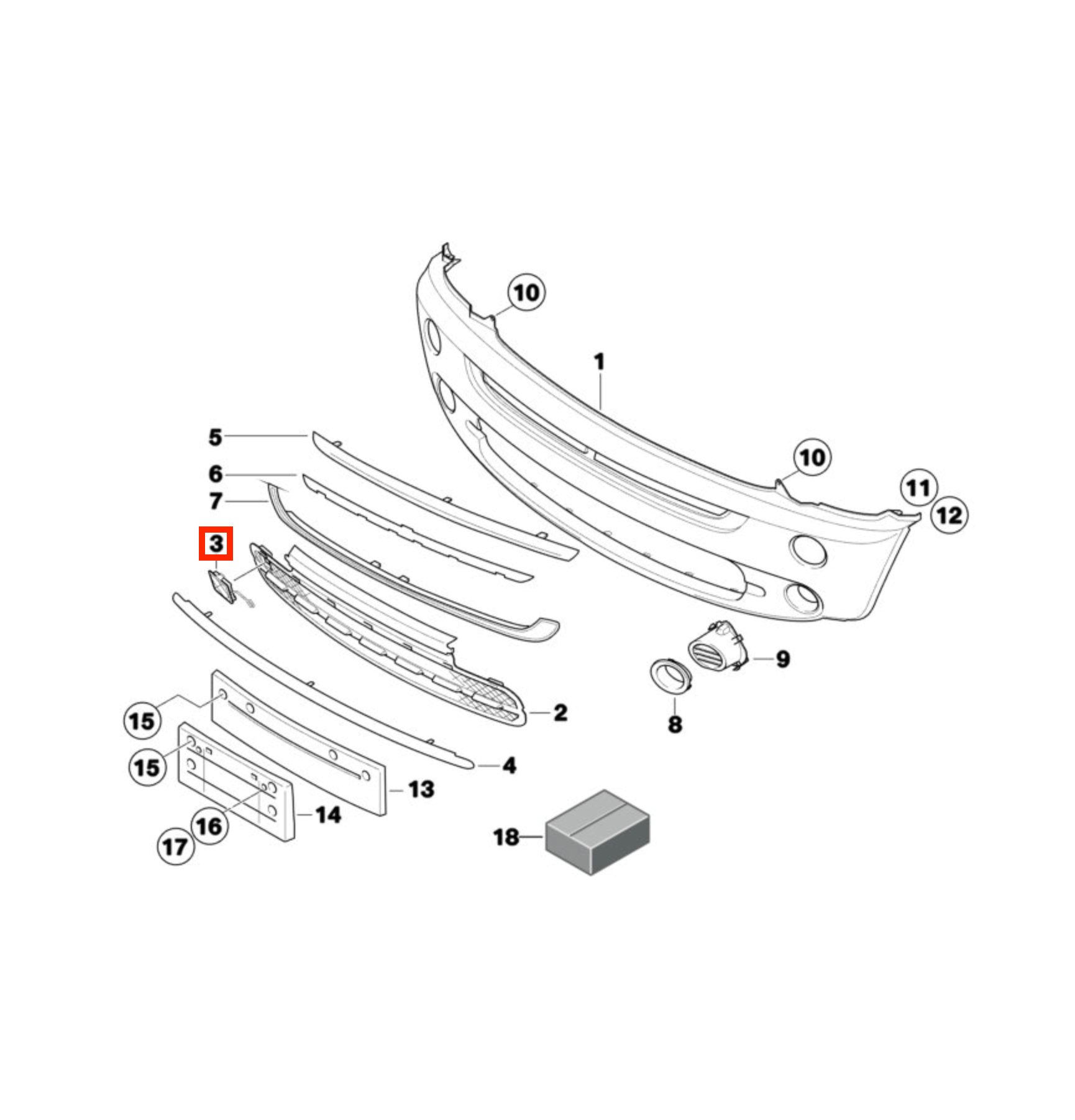 MINI R50 R52 Cooper Front Bumper Tow Hook Cover Black (51117127930) — view 5