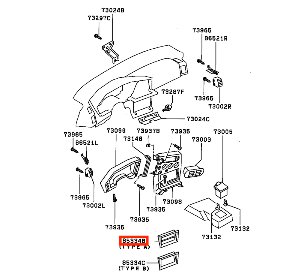 Mitsubishi Eclipse 1g Center Console Radio Frame Trim Black (MB522080) — view 5