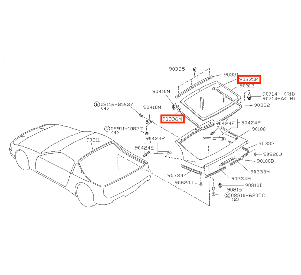 Nissan Z32 300ZX Trunk Window Corner Moulding Trim Black Left or Right — view 5
