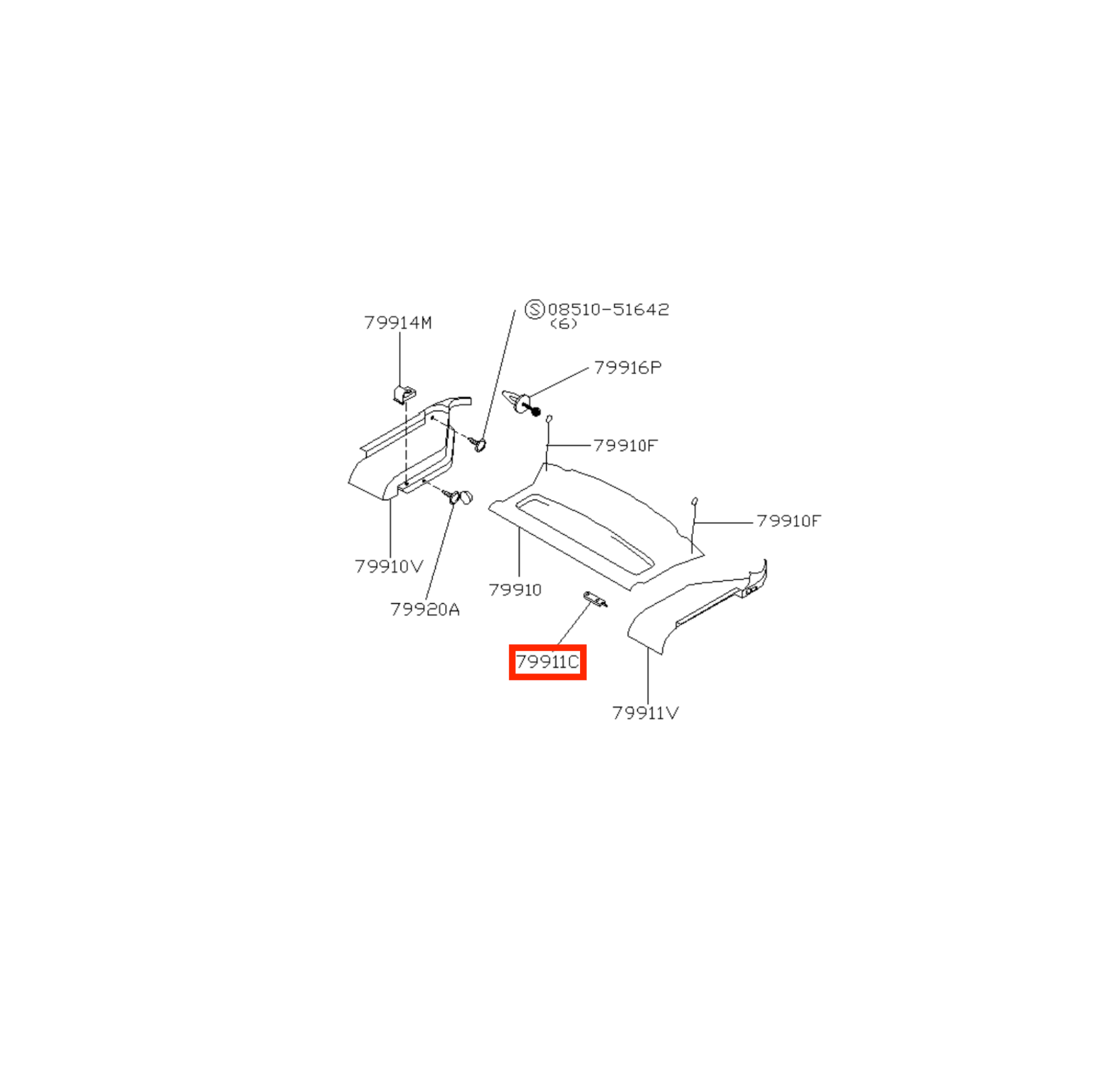 Nissan S12 S13 180SX 200SX 240SX Silvia 100 Nx Parcel Shelf Bracket Repair Kit Set of 2 — view 5