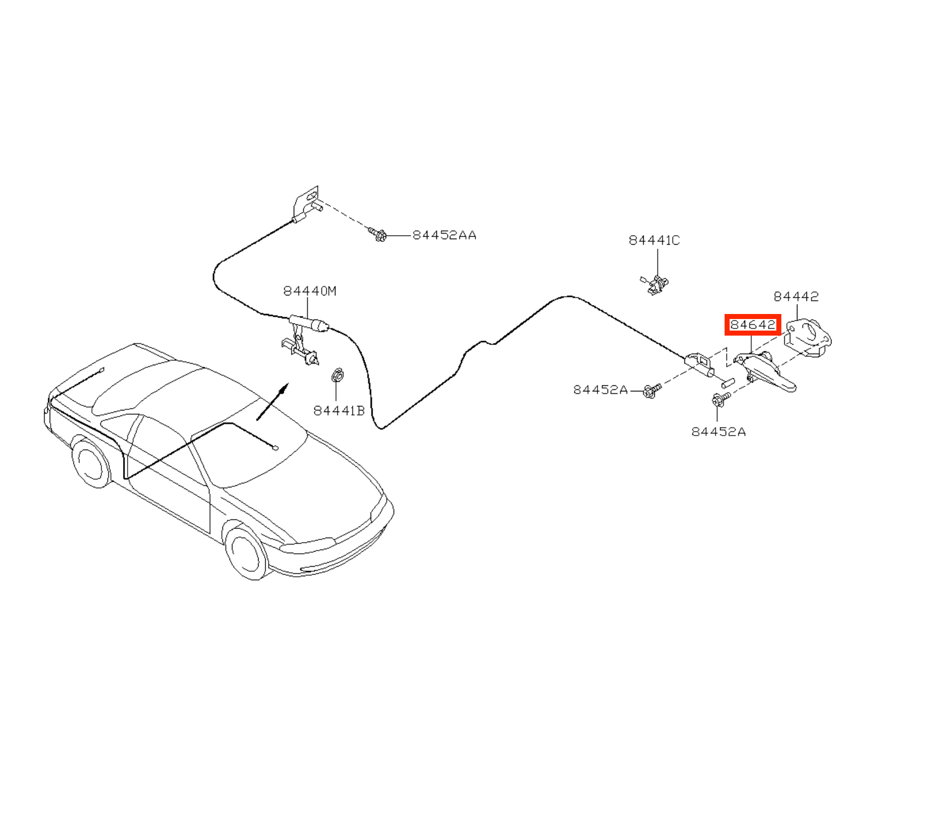 Nissan S13 S14 S15 S15 180SX 200SX 240SX Silvia Skyline Trunk Fuel Flap Release Handle — view 6