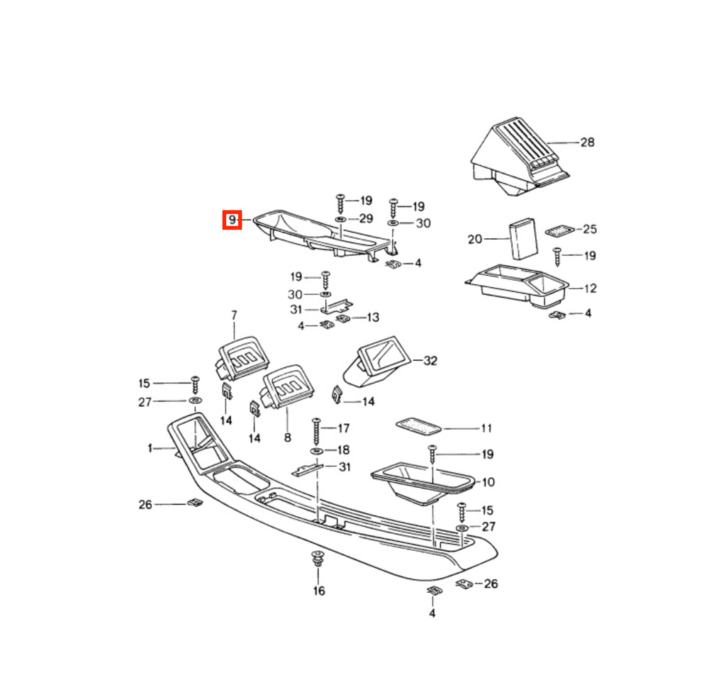 Porsche 911 964 993 Center Console Carbon Fibre Handbrake Trim (96455253900) — view 4