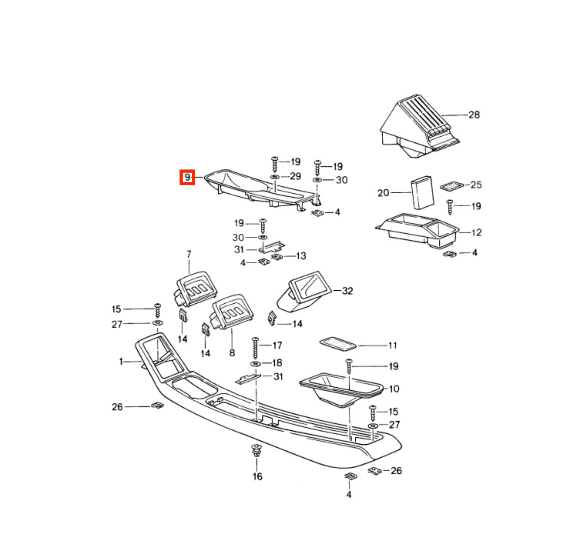 Porsche 911 964 993 Center Console Carbon Fibre Handbrake Trim (96455253900) — view 4