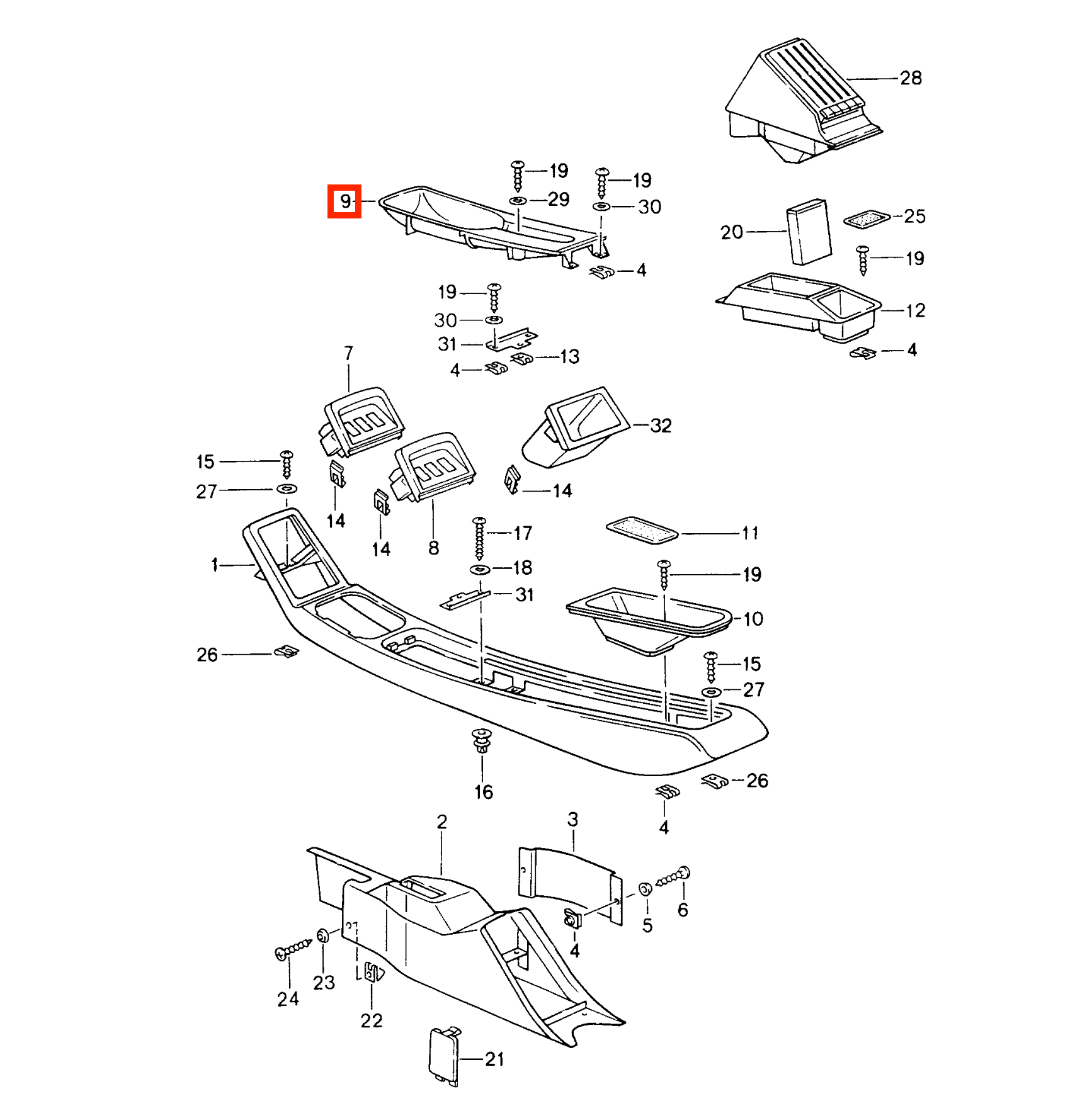Porsche 911 964 993 Center Console Handbrake Trim All Colours (96455253900) — view 7