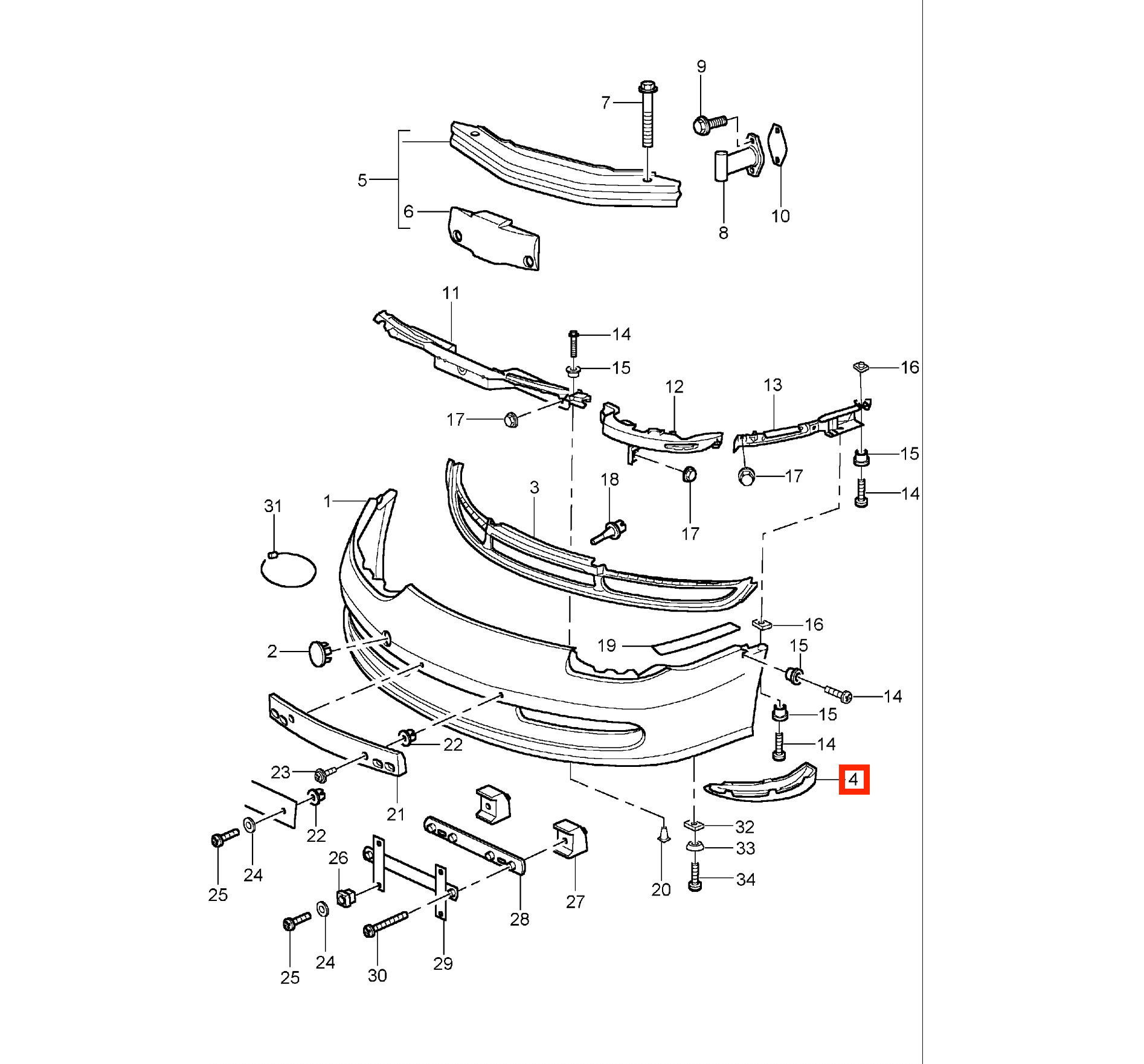 Porsche 911 996 Front Bumper Lower Trim Black Left or Right (99650552501 / 99650552601) — view 4