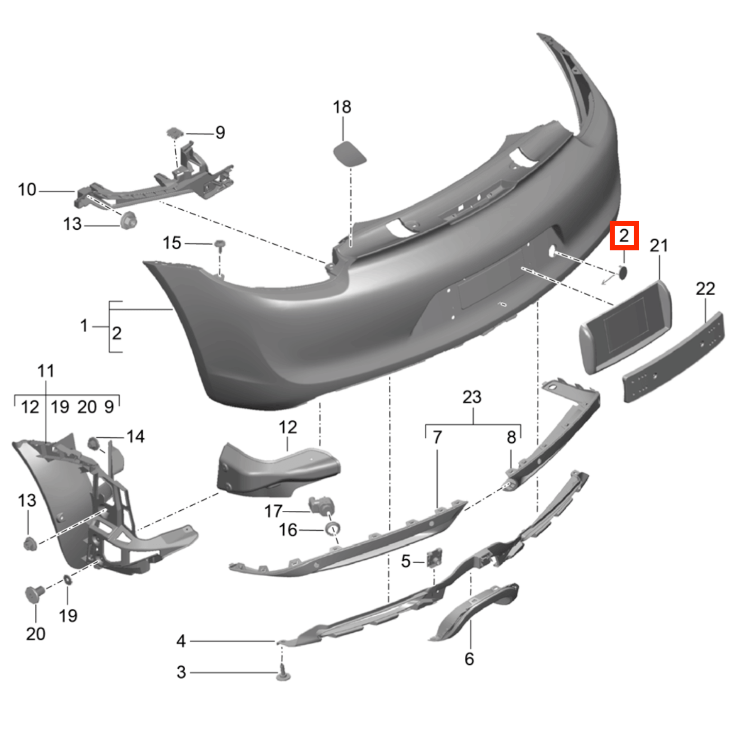 Porsche 911 997 Boxter Cayman 987 Rear Bumper Tow Hook Cover Cap Primed (99750580300) — view 5