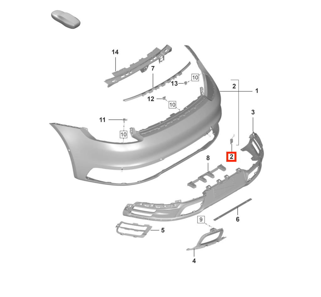 Porsche 911 Carrera 992 Rear Bumper Tow Hook Cover Cap Primed (992807442) — view 5