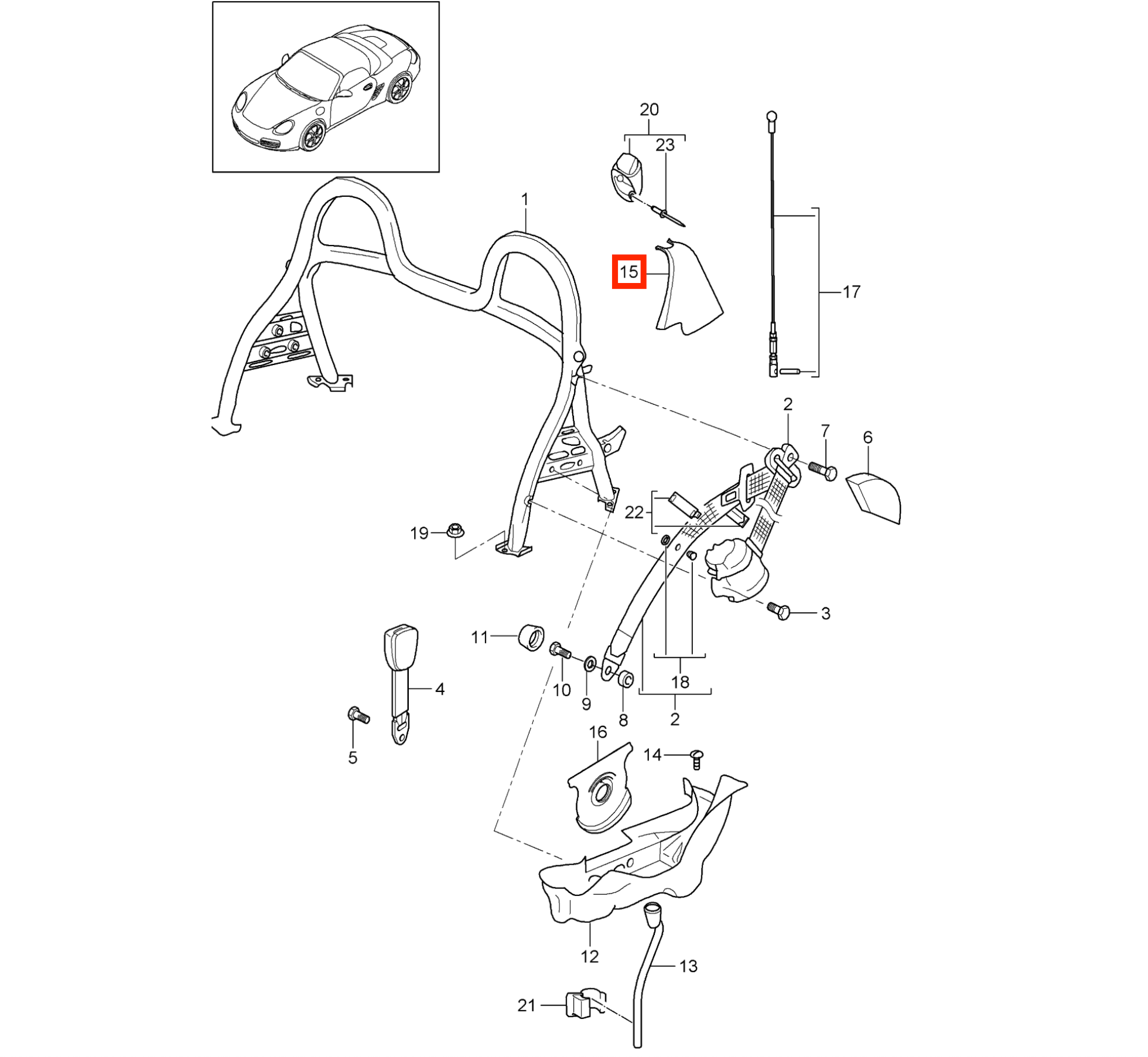 Porsche 986 987 Boxster Rollbar Side Cover Trim Black Left or Right — view 4